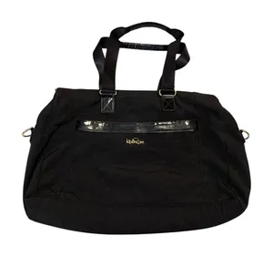 Kipling Tote Bag Womens Large Black Nylon Patent Trim Gold Hardware Multi Pocket thumbnail 1