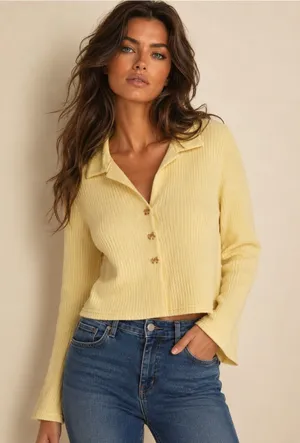 Shein Knit Cardigan Pale Butter Yellow Bow Button Top Coquette Light Academia XL thumbnail 1