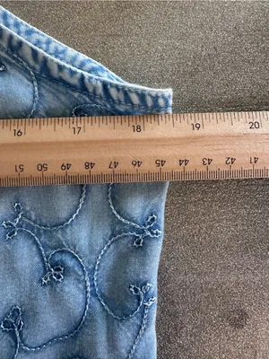 Sopogee Vintage Embroidered Chambray Dress Blue Rayon Sleeveless SizeLarge(1409) thumbnail 9