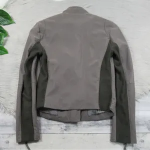 FREE PEOPLE Cool & Clean Faux-Leather Jacket Ribbed Knit Insets Zip Cuffs Size thumbnail 6