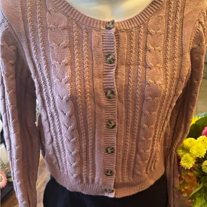 Women’s Wild Fable Button Up Sweater Mauve NWT Medium thumbnail 3