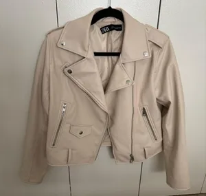Zara cream faux leather moto jacket thumbnail 7