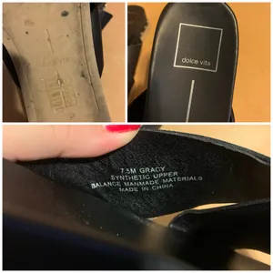 Dolce Vita "Gracy" Black Faux Leather Slide On Espadrille Sandals (7.5) thumbnail 10