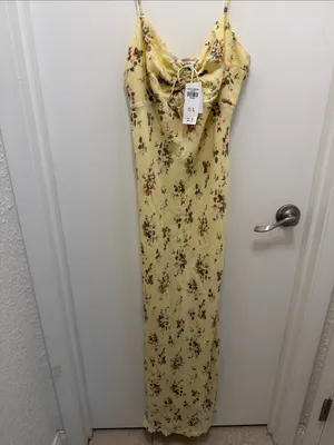 Abercrombie & Fitch yellow Cinch-Front Maxi Dress NWT! thumbnail 2