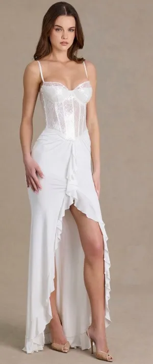 Oh Polly Beatrix Premium Embellished Lace Corset Maxi Dress Snow White Size 2 thumbnail 1