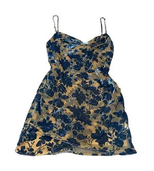 Womens Velvet Burnout Floral Slip Mini Dress Cowl Neck Party Cocktail Going Out thumbnail 1