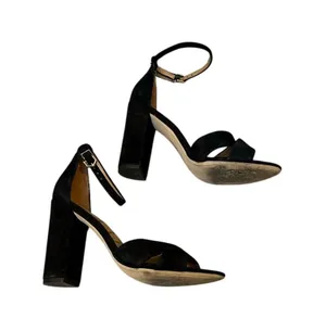 Sam‎ Edelman Black Suede Block Heel Ankle Strap Sandals Size 8 thumbnail 1