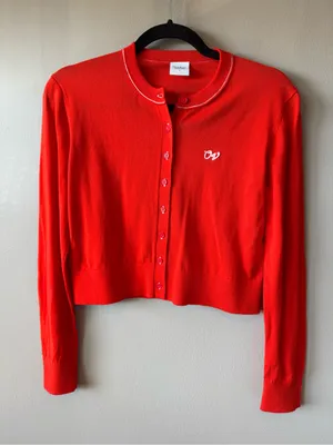 Outdoor Voices NWOT Women’s 100% Cotton Red Button Down Cardigan Size‎ Small thumbnail 1