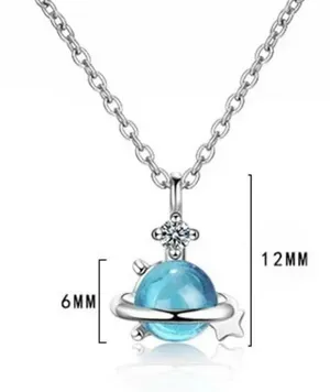 Mini Diamond Waterdrop Necklace Blue thumbnail 2