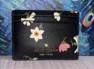 NWT Kate Spade Black Floral Card Holder thumbnail 1