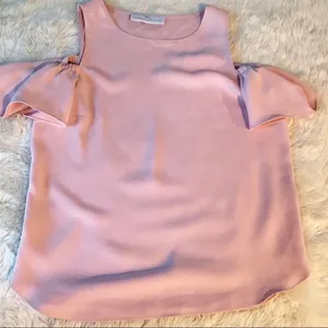 AMANDA UPRICHARD Cold Shoulder Blouse Top Short Flutter Sleeve Light Pink XS‎ thumbnail 5