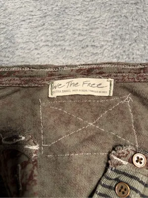 We the free people girl meets boy Floral Henley Long Sleeve Top Brown Olive XS thumbnail 3