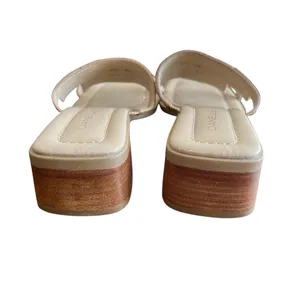 Danelle Vintage Tan Leather Woven Slide Sandals Block Heel Square Toe Boho 5M thumbnail 5