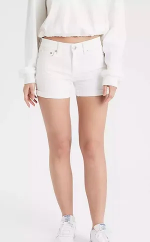 White Denim Midi Shorts thumbnail 1