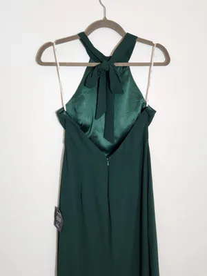 Lulus Emerald Green Halter Formal Dress Front Slit Sleeveless Sz Medium NWT Flaw thumbnail 6