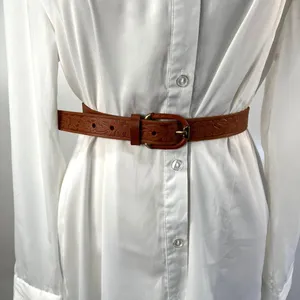 Tooled Leather Belt The Ritz Accessories Floral Motif Tan thumbnail 2