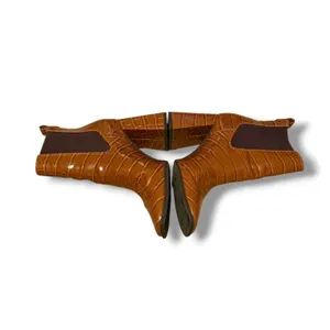 Circus by Sam Edelman Polly‎ Boots Womens 7.5 Brown Croc Embossed Square Block thumbnail 4