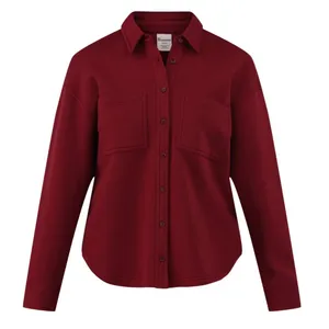 No Boundaries Womens Shacket Size M 8-10 Red Wine Fleece Button Up Cozy NWT thumbnail 2