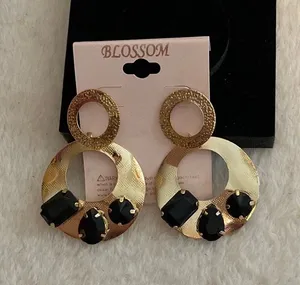 Gold drop circles with black rhinestones thumbnail 1
