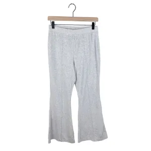 Aerie Groove On Rib Velour Flare Pant Women's Size Small Light Grey High Waist thumbnail 2