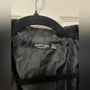 NASTY GAL Oversized faux Leather single‎ breasted Blazer black size 10 thumbnail 4