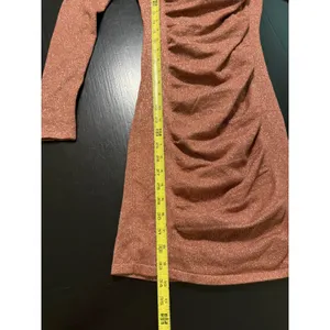 Express Womens Rose Gold Metallic Shimmer Ruched Long Sleeve‎ Bodycon Dress XS thumbnail 2