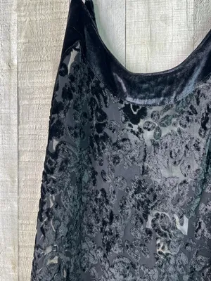 Victoria’s Secret Large Black Velvet & Mesh See Through Nightie Scoop Neck thumbnail 3