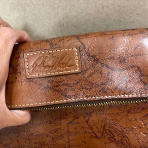 Patricia Nash Brown Leather Discovery Map Print‎ Foldover Clutch Bag Handbag thumbnail 2