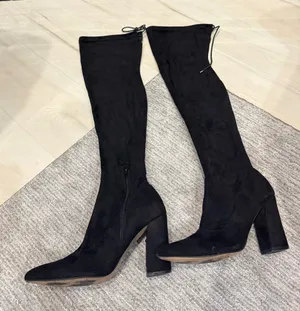 Amazon Black Knee High Over the Knee Black Heel Boots Size 7 thumbnail 1