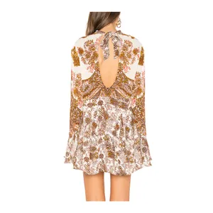 FREE PEOPLE Lady Luck Bell Sleeve Print Tunic or Mini Dress In Ivory Size XS thumbnail 5