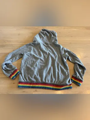 Aviator Nation Rainbow Rib Zip Hoodie Heather Grey size XXL thumbnail 8