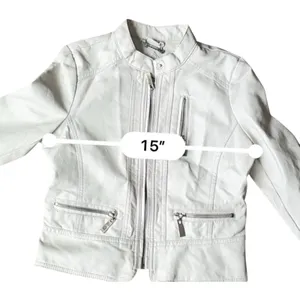 Joujou Faux Leather Moto Jacket Women's M 10/12 Cream White Motorcycle thumbnail 10
