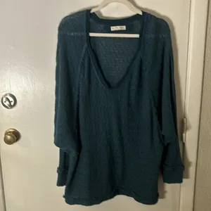 Free People We The Free Thein Hacci Oversize Green Sweater M Boho Cozy Festival thumbnail 5