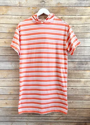 Abound Organic Cotton Hooded Stripe Swim Cover Up Mini Dress Size XXS NWOT thumbnail 1