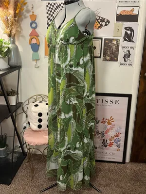 Apt. 9 Olive Green Paisley Maxi Slip Dress thumbnail 4