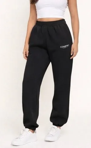 Comfrt Signature Fleece Jogger Sweatpants Black High Waisted Women's Size XS thumbnail 1