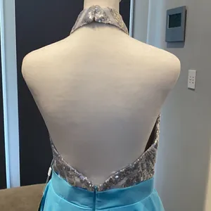 Women’s Halter Neck Silver Sequined Short Prom Party Dress NWT 6 thumbnail 6