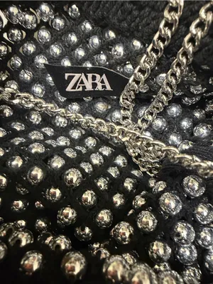 Zara Black/Silver Beaded Mini Tote Black thumbnail 4