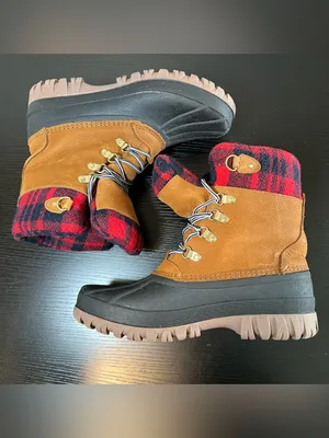 J. Crew‎ Perfect Winter Leather Red Plaid Flannel Winter Duck Boots H1891 Size 8 thumbnail 9