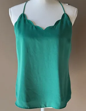 J CREW Green Scallop-Edge Camisole Top Size 6 thumbnail 1