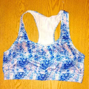 New Blue Galaxy Sports Bra with Removable Padding Blue White Size Large thumbnail 2