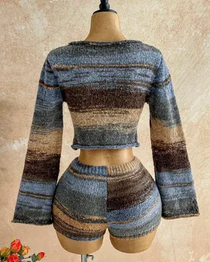 Cropped sweater with matching shorts Blue Size M thumbnail 2