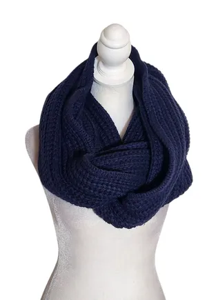 J. Crew Navy Chunky Knit Infinity Scarf One Size Cashmere Wool Blend thumbnail 1