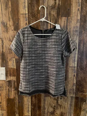 Belle by Beldini NWT women's short sleeve blouse size small. Stripped Q36 thumbnail 1
