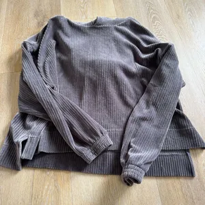 Aerie Gray Ribbed Hooded Sweatshirt thumbnail 1