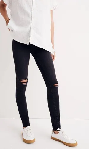 Madewell Maternity Jeans Size 27 Black Sea Over Belly Skinny‎ Alternative Grunge thumbnail 1