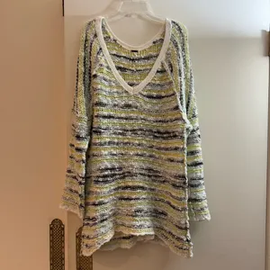 Free People Marled Songbird Pullover black striped sweater size medium thumbnail 3
