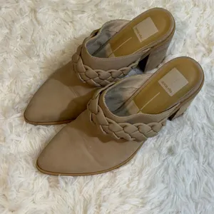 Dolce Vita Braided Tan Mule Heels Womens 9 Beige Pointed‎ Toe Block Heel Slip On thumbnail 6