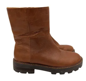 Vince Camuto Telvanni Tan Leather Faux‎ Fur Lined Lug Sole Boots Womens 8.5 M thumbnail 1