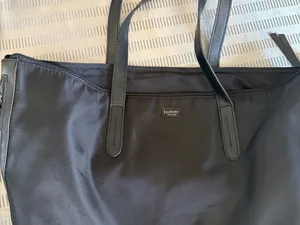 Botkier New York Bond Black Nylon Tote Bag Leather Trim Side Zip Detail thumbnail 2